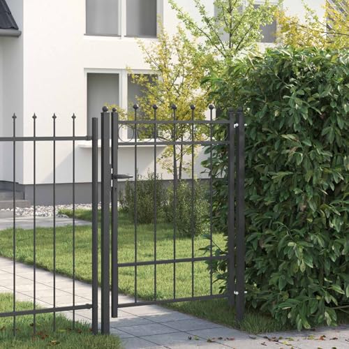 Teenpull Puerta de valla Horst de metal negro 100 x 125 cm con cerradura para jardín, entrada, terraza, parcela, seguridad, montaje incluido