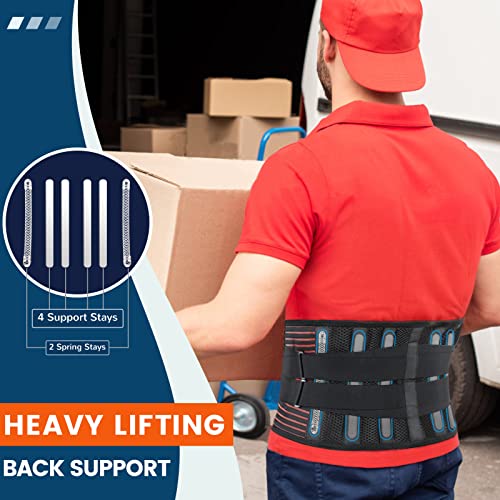 Hameio Back Brace For Lower Back Pain-Lumbar Support For Heavy Lifting Men Women-Breathable Waist Support Relief Sciatica,Herniated Disc,M