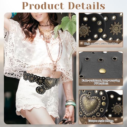 Leather Disc Belt, Western Accessories for Women, Adjustable Vintage Belts for Dresses, Shirts, Pants4