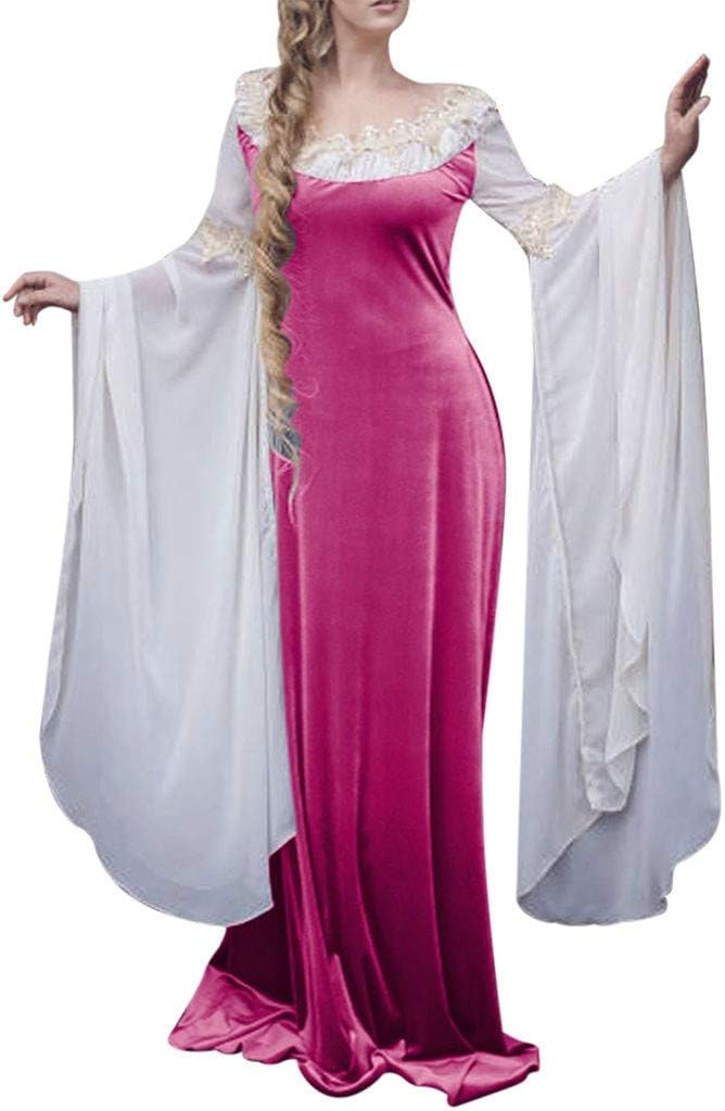 Kangma Robe elfique vintage médiévale à manches longues pour femme