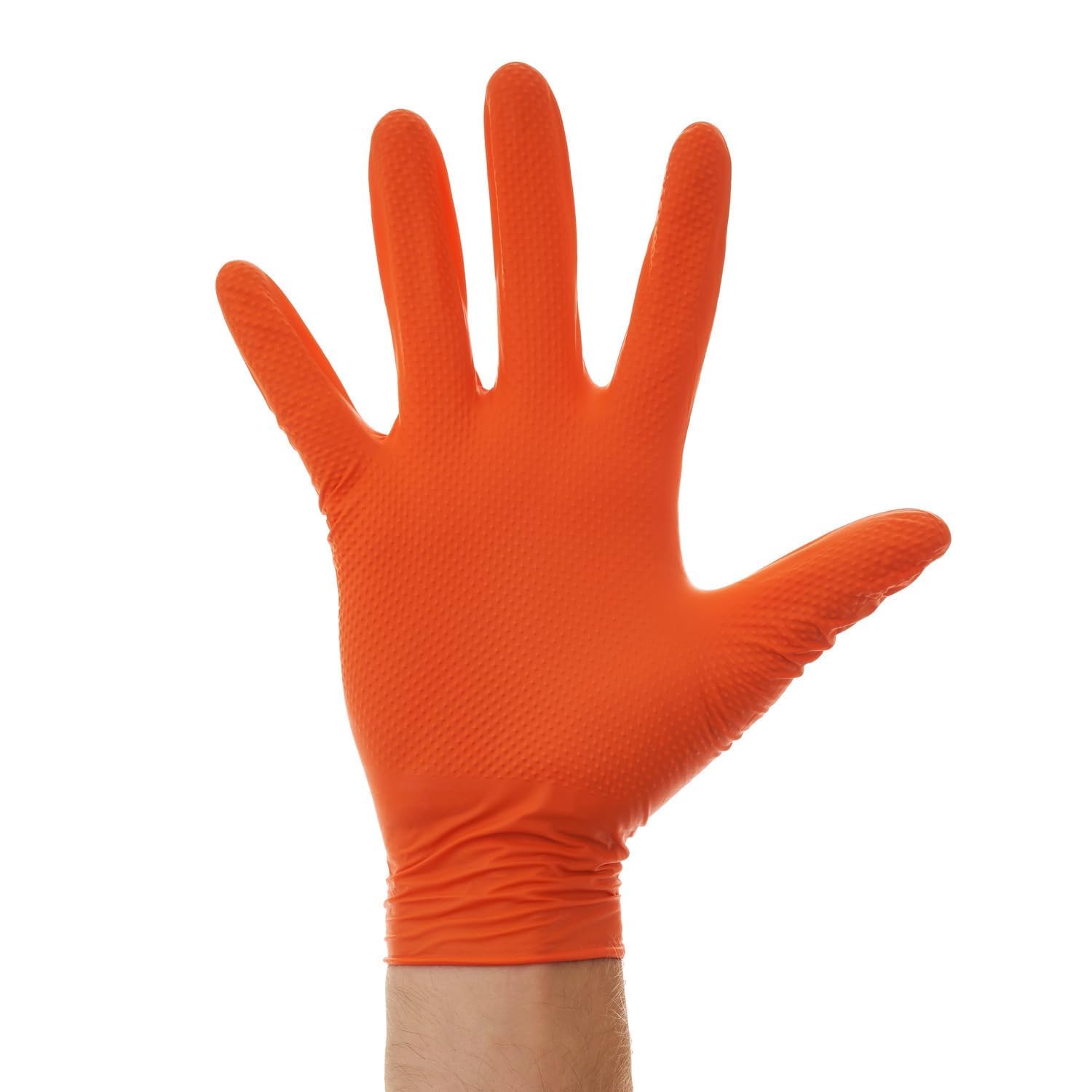 MTS Safety & Protection Einweghandschuhe L - 500 Stück/Box Nitrilhandschuhe Orange Handschuhe Nitril Diamantstruktur Grip - Einmalhandschuhe Puderfreie & Latexfreie Gummihandschuhe (L, 500 Stück)