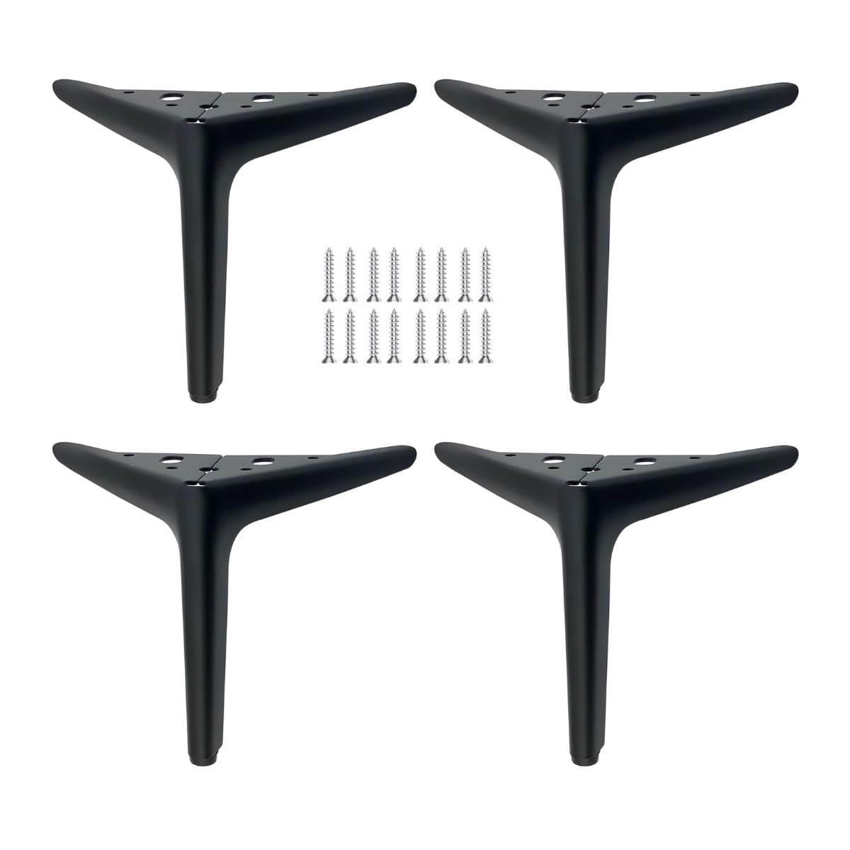 FCXURKOD Set of 4 Black Metal Sofa Legs - 5in 6in 7in Adjustable Mid Century Modern Furniture Replacement Legs with Rubber Floor Protectors for DIY Projects