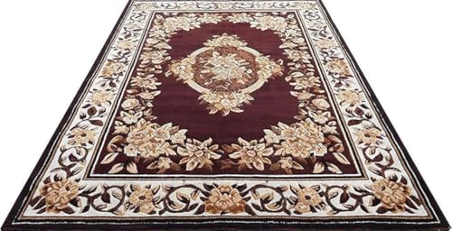 Image of Soft Premium Brown Carpet 5x7 ft - Washable, Anti-Skid, Fade-Resistant Acrylic Rug for Living Room, Hall, Bedroom, Modern Decor
