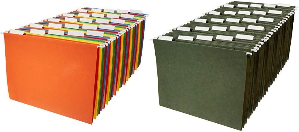 Amazon Basics Hanging File Folders - Letter Size, Assorted Colors, 25 ...