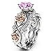 Produktbild WZYMNJZ Frauen Zirkonia Hochzeit Ringe Set 2 Stücke Vintage Rose Blume Party Finger Schmuck Mädchen Geschenk 4 Farben