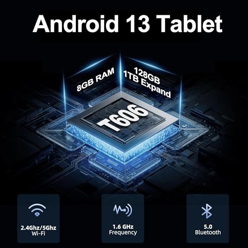 Image of Android 13 Tablet, 10.1 Inch Android Tablet, 8GB RAM 128GB ROM 1TB Expand, Octa-Core Processor, 1280x800 IPS HD Touchscreen, 8000mAh Battery,GPS, 5G WiFi,4G LTE,Bluetooth (Dark Grey)
