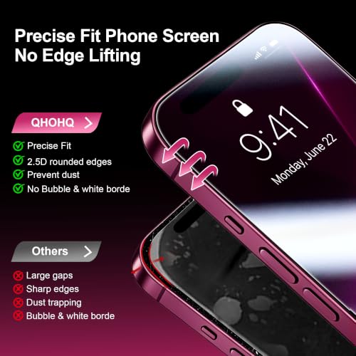 Image of QHOHQ for 18 Pro Max Screen Protector, 9H+ Tempered Glass, 3+3 Pack