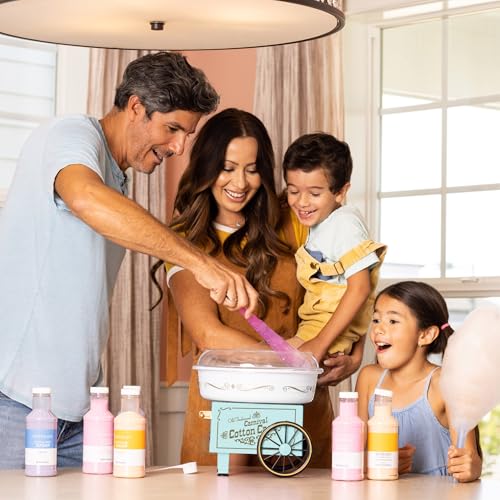 Image of Nostalgia Vintage Hard and Sugar Free Candy Countertop Cotton Candy Maker, Includes 2 Reusable Cones And Sugar Scoop - Aqua