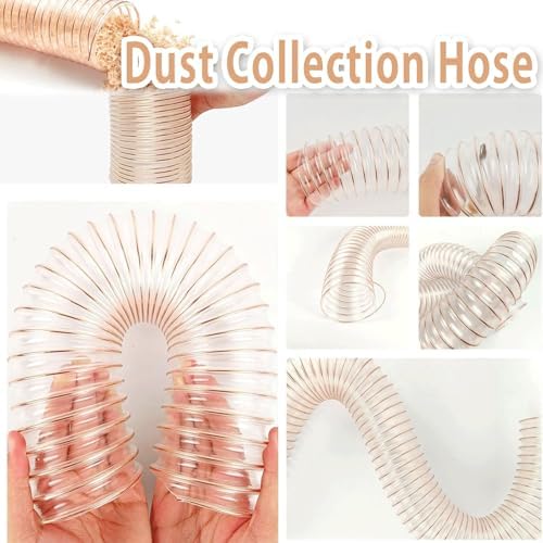 Flexible Vacuum Hose Dust Separator Pipe 325mm (12.8in) x 600cm (236in) - Puncture Resistant PU Polyurethane, 1.2mm Thick with 4 Clamps for Optimal Dust Collection