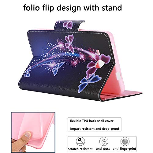 Uucovers For Samsung Galaxy Tab A 7.0 Inch 2016 Case Sm-T280/ T285 Folio Stand Magnetic Smart Pu Leather Wallet Tpu Back Shockproof Cover With Card Pockets [Auto Sleep/Wake], Purple Glitter Butterfly #TOP5