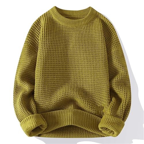 Men's Round Neck Sweater Solid Color Warm Knit Slim Fit Pullover Sweater Fashion Long Sleeve Sweater3