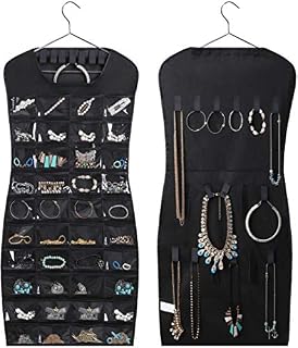 MISSLO Dual Sided Hanging Jewelry Organizer with 40 Pockets and 24 Hook