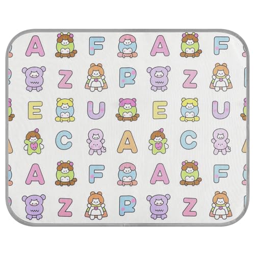 siphylline Childish Cartoon Animal Alphabet Colorful Summer cat Cooling mat Self Cooling Blankets for Outdoor Cats for Kittens Sleeping Portable Manta Fria para Perros S