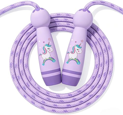 QHFlashbuy Skipping Rope Kids Jumping Rope Adjustable Children Jump Rope Children Skipping Rope with Wooden Handle for Boys and Girls Fitness Outdoor Exercise 2.6m