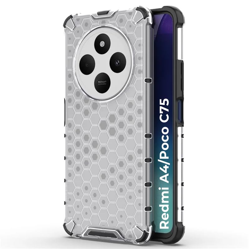 Image of Hard PC Back Case Cover for Mi Redmi A4 /Poco C75 Anti Slip Ultra Thin Shockproof Reinforced Corners (Polycarbonate|Clear)