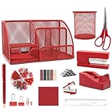 12-in-1 Schreibtisch-Organizer und Zubehör, Bürobedarf-Set, Geschenke für Kollegen, Bürobedarf, inklusive Hefter, Stifthalter, Klebebandhalter, Heftklammern, Schere, Lineal, Heftklammerentferner für