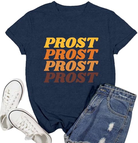 Women German Oktoberfest Shirts Funny Letter Print Prost T-Shirt Oktoberfest Party Tee Tops