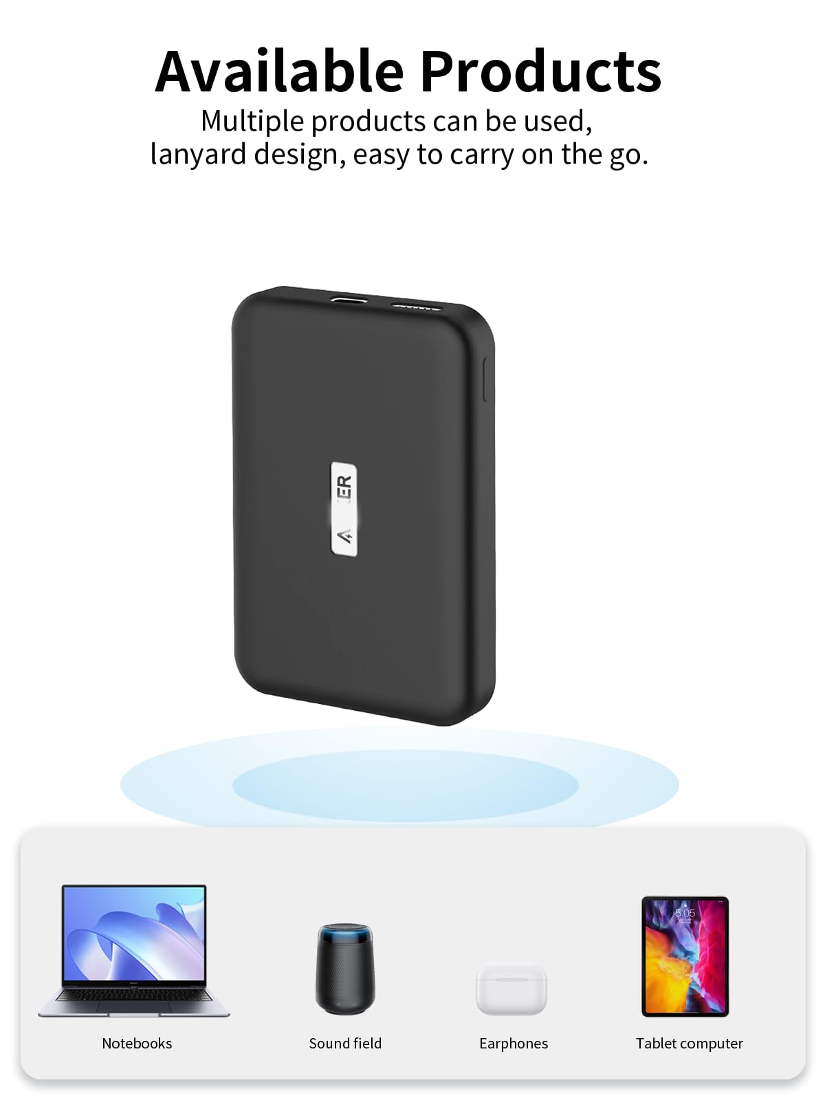 Anker MagGO Power Bank (10000 mAh, 15 W), silikonowe etui, funkcja oświetlenia nocnego, odporne na zarysowania, uderzenia, tragba, czarne