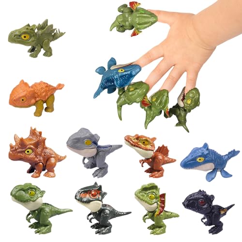 Forhandy Dinosaurio Juguetes 10 Piezas Dino Mordida Dedos Set Pequeñas Figuras de Dinosaurio Interactivo Juguetes de Fiesta Infantil Regalos de Fiesta para Niños