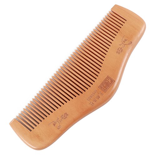 Fani Wooden Comb Anti Static 5.5cm Wide Hair Tooth Side Peach Comb