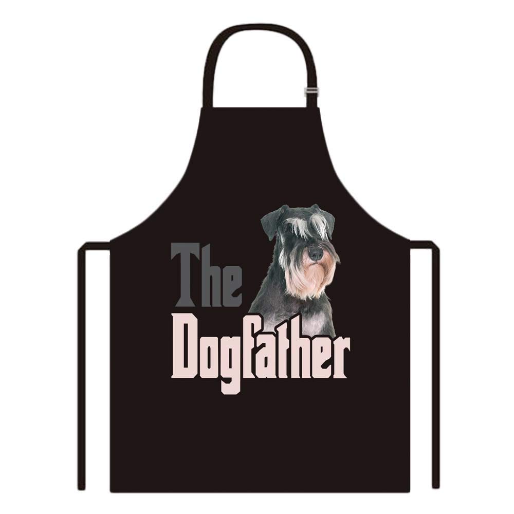 BAGEYOU Dog Father Apron with Black And White Miniature Schnauzer Chef Kitchen Cooking Apron for Men Women