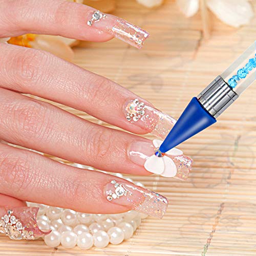 Eyxformula Rhinestone Picker Dotting Pen, 4 Pcs Dual-ended Wax Pencil Picker Gems Crystals Studs Jewel Picker Tool, Crystal Bead Handle Diamond Painting Wax Rhinestone Applicator Tool for DIY Nail Art