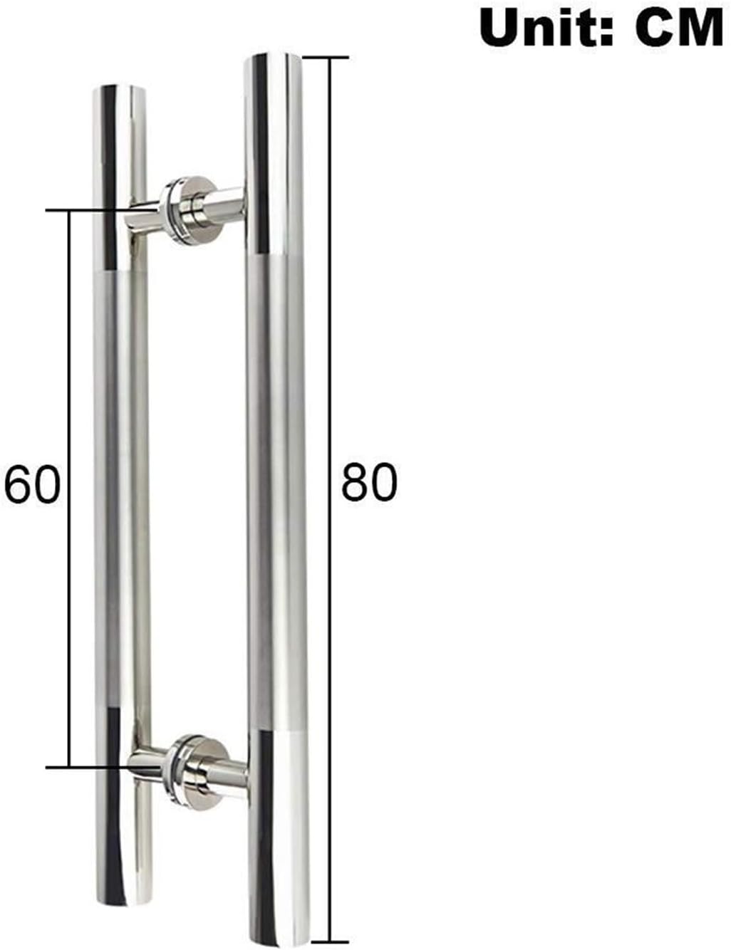Thickened Stainless Steel Tempered Glass Door Handle KTV Office Sliding Door Push-Pull Door Handle Handrail-Easy to Install,6 Sizes (Size : 80x60cm)