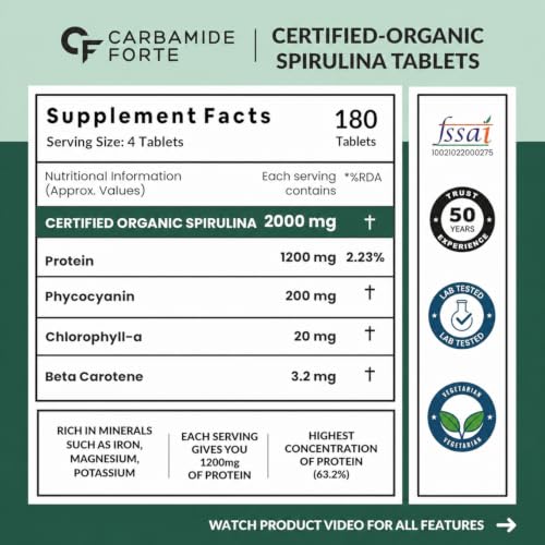 Carbamide Forte 100% Organic Spirulina 2000 mg 180 Tablets 2 g - Image 3
