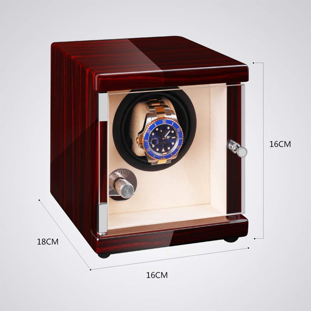 Reloj Individual automático, Motor silencioso, Caja de Madera con Carga USB de bajo Ruido, Caja agitadora de Reloj (Negro) (Negro)