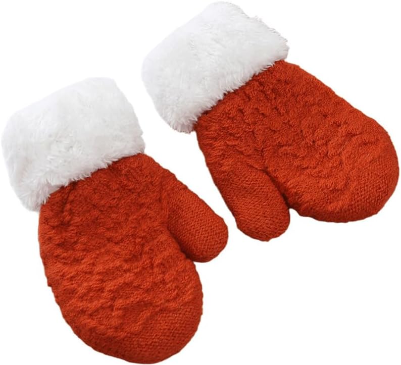 INOGIH Kids Toddlers Winter-Warm-Knit-Mittens 2-6TSoft-Elastic Thick-Lined Gloves for Cold Weather