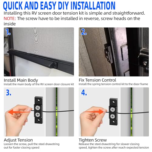 Image of TonGass 17 inch Universal Fit Aluminum Automatic RV Screen Door Closer Kit