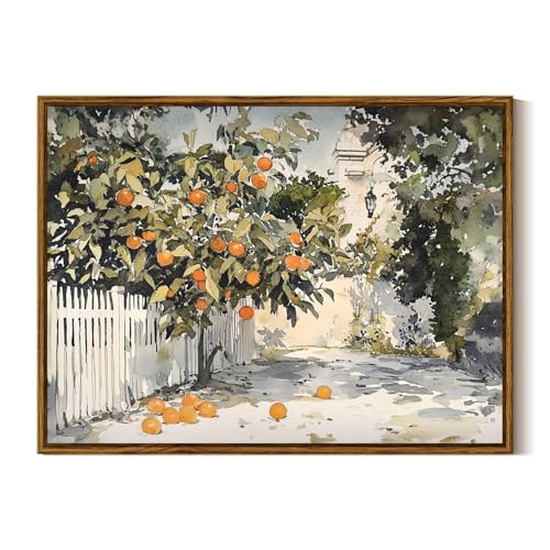 InSimSea Framed Canvas Wall Art Vintage Decor Country Orange Trees