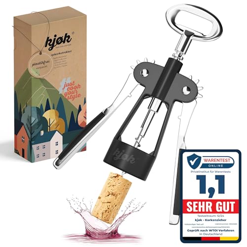 kjøk Premium Korkenzieher Wein, Flügelkorkenzieher mit Weinflaschenöffner multifunktional, Flaschenöffner Weinöffner aus Zinklegierung für Korken und Flaschen mit Metallverschluss