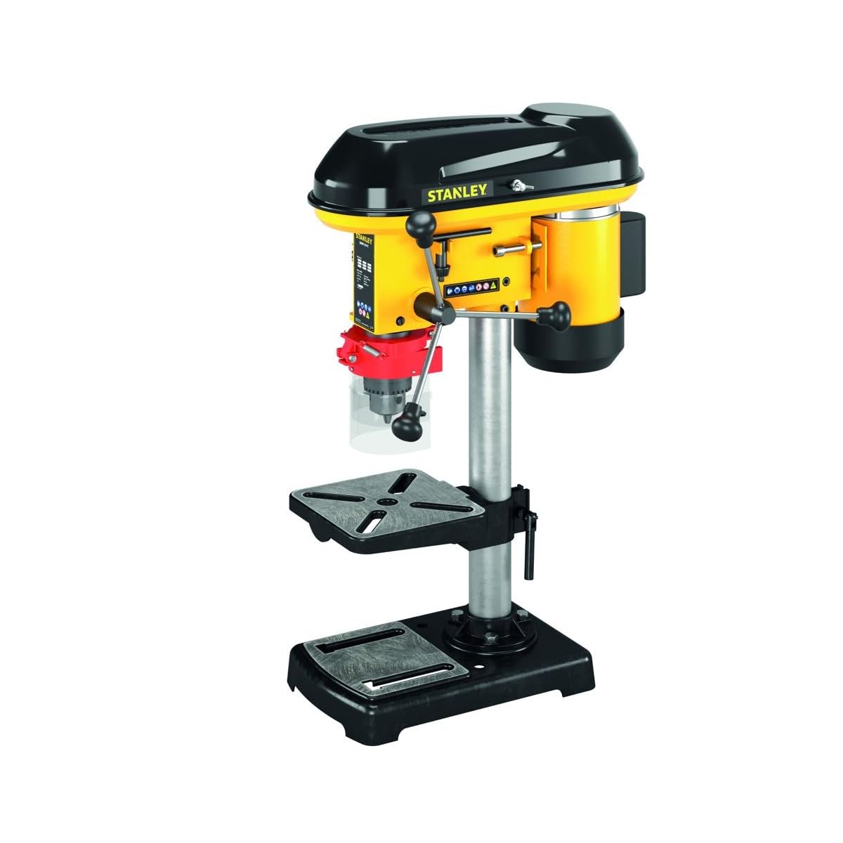 Stanley taladro de columna taladro de banco 400W, portabrocas 13 mm, 9 velocidades 420-2700 rpm, mesa ajustable 0-45°, perforación precisa madera metal plástico