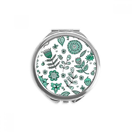 Miroir de maquillage de poche dessin plantes vertes petit miroir rond portable et multicolore