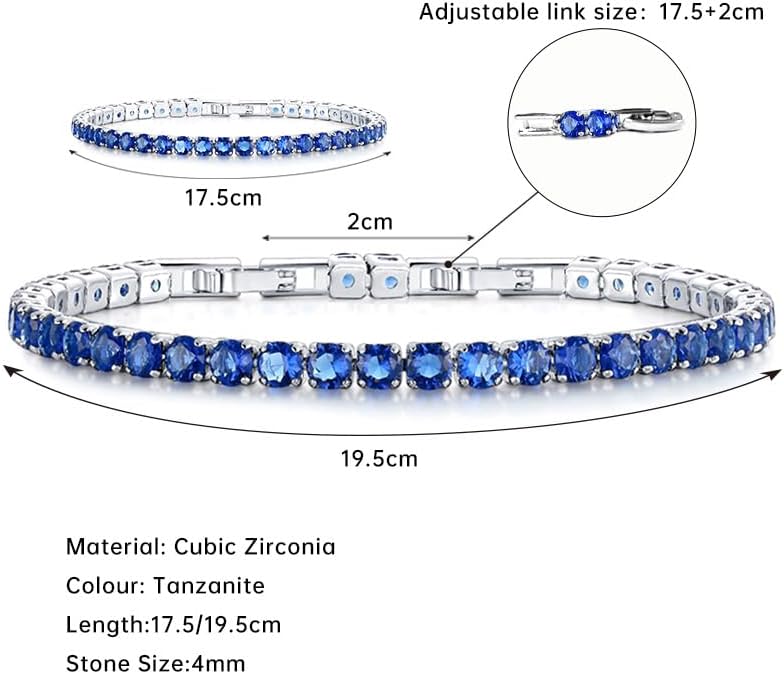 HEEYA Birthstone Jewelry for Women,White Gold Plated Birthstone Bracelets,Tennis Bracelets with Cubic Zirconia,Slider Rhinestone Bracelet,Birthday Christmas Jewelry Gifts for Wife Daughter Sister - Image 2