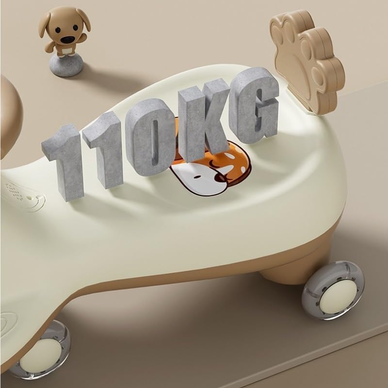 Wiggle Car Music Light Anti-Rollover Swing Car Silent Flash Wheel Twist Turn Wiggle Movement to Steer for Ages 2 Years and Up(Pink,Normal Wheel)