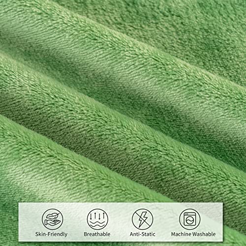 Recyco Fleece Throw Blanket For Couch, Super Soft Couch Throw Blanket For All Season, Lightweight Fuzzy Cozy Warm Green Throw Blanket For Couch Bed, Plush Blanket Throw For Sofa, Chair 50"X60" #TOP3