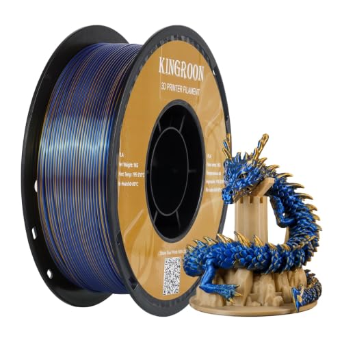 Kingroon Silk PLA Filament, Dual Color PLA Filament, Multicolor 3D Printer Filament, Dimensional Accuracy 1.75mm (+/-0.0