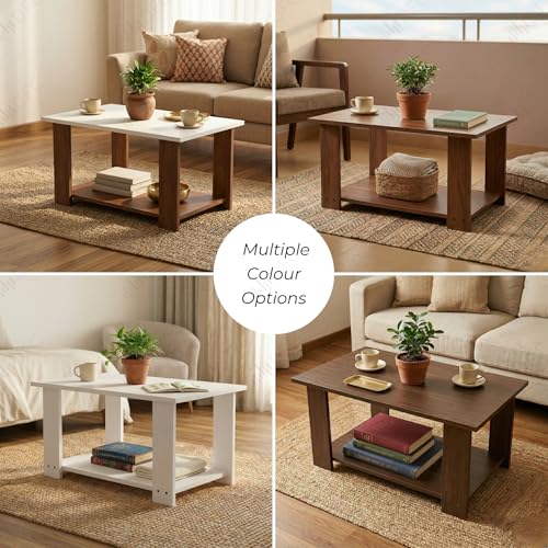 Image of DFC Element Alley Coffee Table Dual Tone Engineered Wooden Center Table for Living Room Modern Tea Table Spacious Top Sturdy Durable 1-Year Warranty 31.5x19.7x16.5 Inch