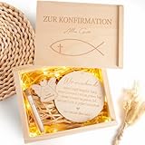 YYSWSAKY Konfirmation Geschenk, Verpackung Geldgeschenke Konfirmation, Firmung Geldgeschenk Box aus Holz mit Gravur, LED Lichterketten und Reagenzglas, Konfirmationsgeschenk für Geld und Gutscheine