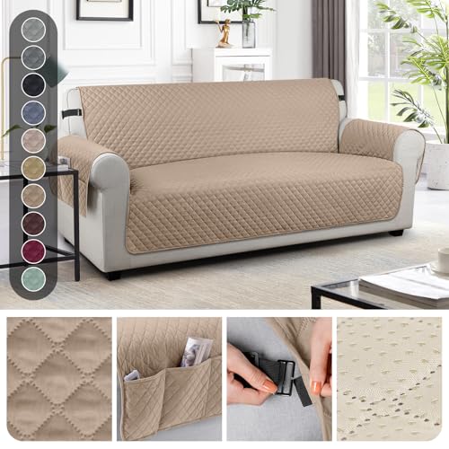 Image of TAOCOCO Sofa Protectors 3 Seater,Slipcover for Sofa,Sofa Cover for Pets,Sofa Slipcovers for Kids with Elastic Strap,Washable Sofa Cover Protect for Pets(Brown)