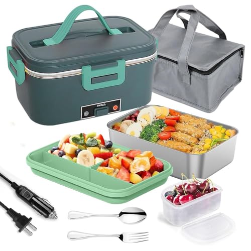 ZHJOPP Lonchera eléctrica, calentamiento rápido de alimentos, portátil, 1,8 L, de acero inoxidable, apta para coche y uso doméstico