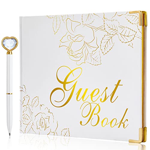 Livre d'or avec stylo de mariage 22,9x17,8 cm couverture rigide dorée