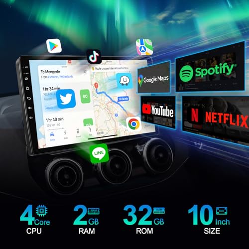 Image of Car Stereo for Jeep Compass 2014 2015 2016,10'' 1280x720P Touchscreen Radio Replacement with Wireless CarPlay and Android Auto Stereo Receivers Car Radio with Bluetooth /GPS /Android 13 /Backup Cam /2+32G