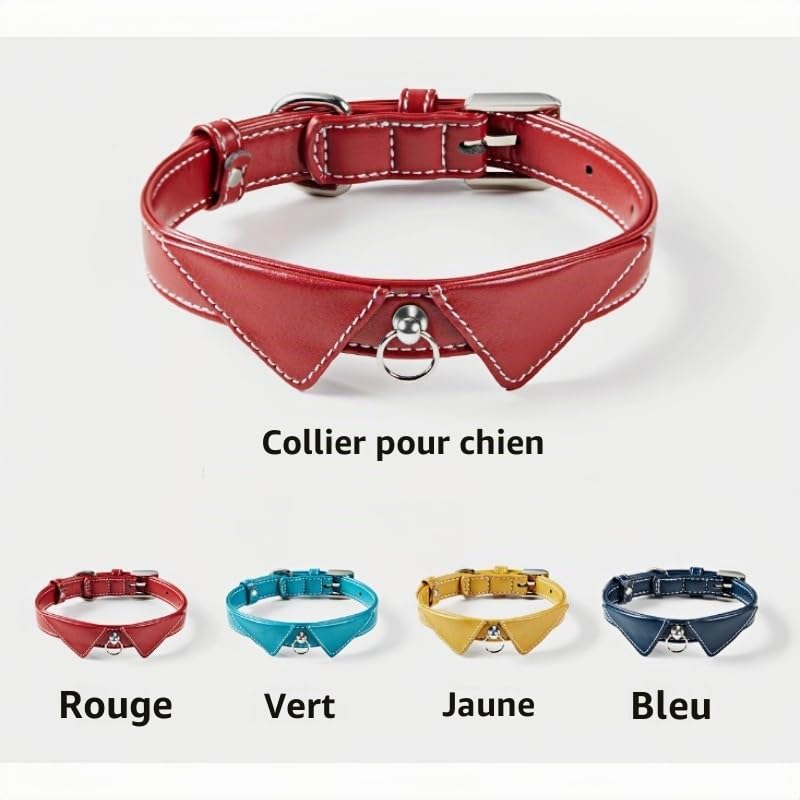 Collier en cuir personnalisé pour animal de compagnie avec plaque nominative gravée, convient pour les chats et les petits chiens