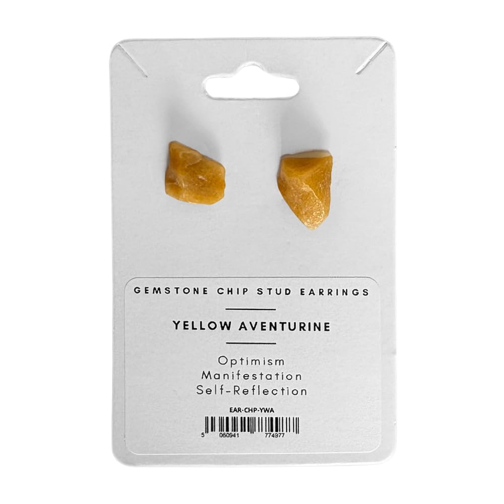 VIE Gemstone Chip Stud Earrings, 1x1cm, Yellow Aventurine