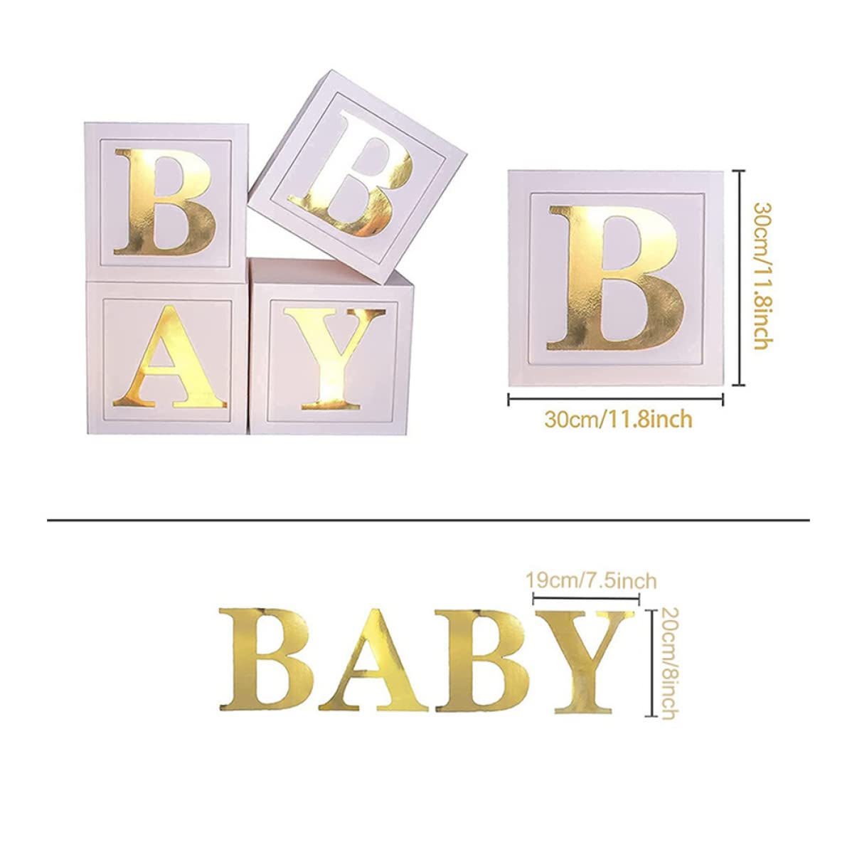 ULTECHNOVO Coffrets pour Shower Décorations pour Shower Garçon Boîtes à Ballons pour Garçon Fille avec Lettres Bloc pour Fille