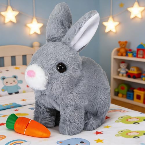 Sunshine smile Hüpfendes Kaninchen,Sprechender Hasen,Hasen Kuscheltiere Klein, Interaktives Kaninchen Haustier,Elektronisches Plüschhase mit Geräusche Macht