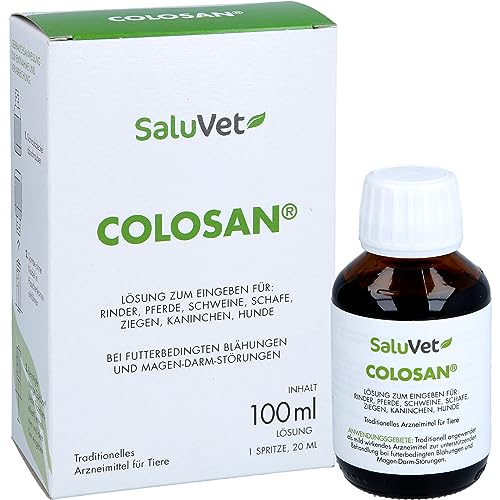 SaluVet ColoSan | 100 ml | Zugelassenes Arzneimittel für Pferde, Rinder, Schweine, Schafe, Ziegen, Kaninchen und Hunde | Bei futterbedingten Blähungen und Magen-Darm-Störungen